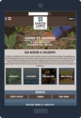 Dakota Lakes website on a tablet