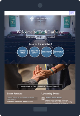 Faith Lutheran website on a tablet